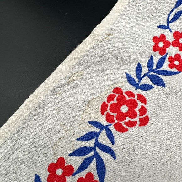 Vintage Wall Hanging Curtain Tapestry Towel Floral Ducks Red Blue Cotton 1950s - Picture 8 of 12